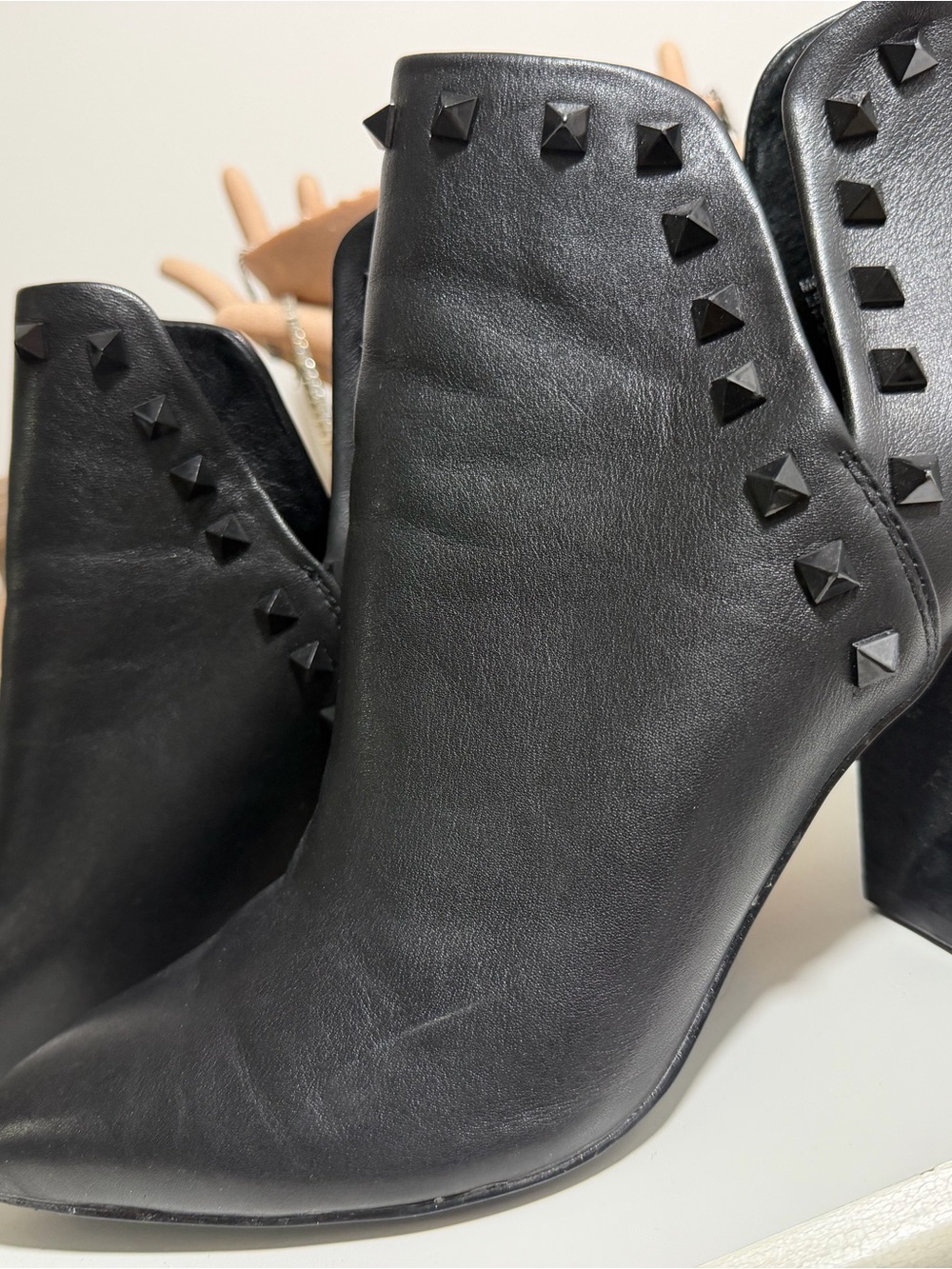Steve Madden Black Pyramid Stud Leather Ankle Booties